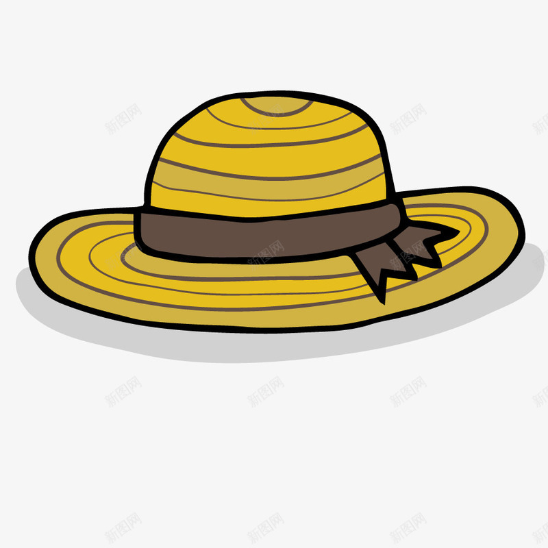 秋季太阳帽子png免抠素材_88icon https://88icon.com 工具 形状 模型 款式图 版型 草帽 黄色