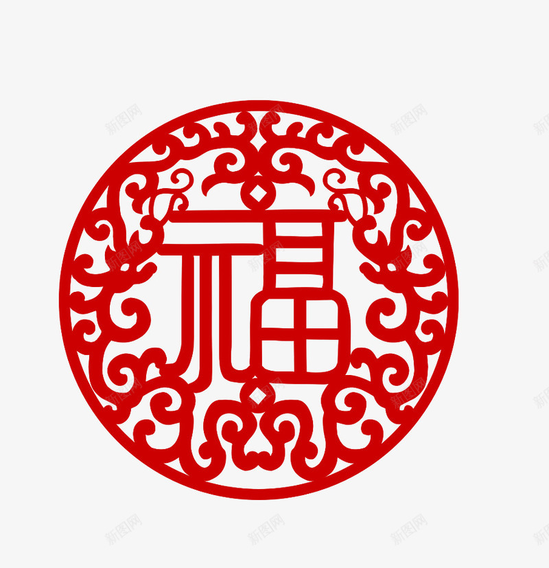 圆形纹样福字png免抠素材_88icon https://88icon.com 图案 圆形 标签 福字 红色 纹样 花纹