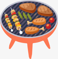 石板烤肉卡通烤肉元素矢量图高清图片