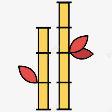 自然生长的植物黄色手绘竹子卡通图标矢量图图标
