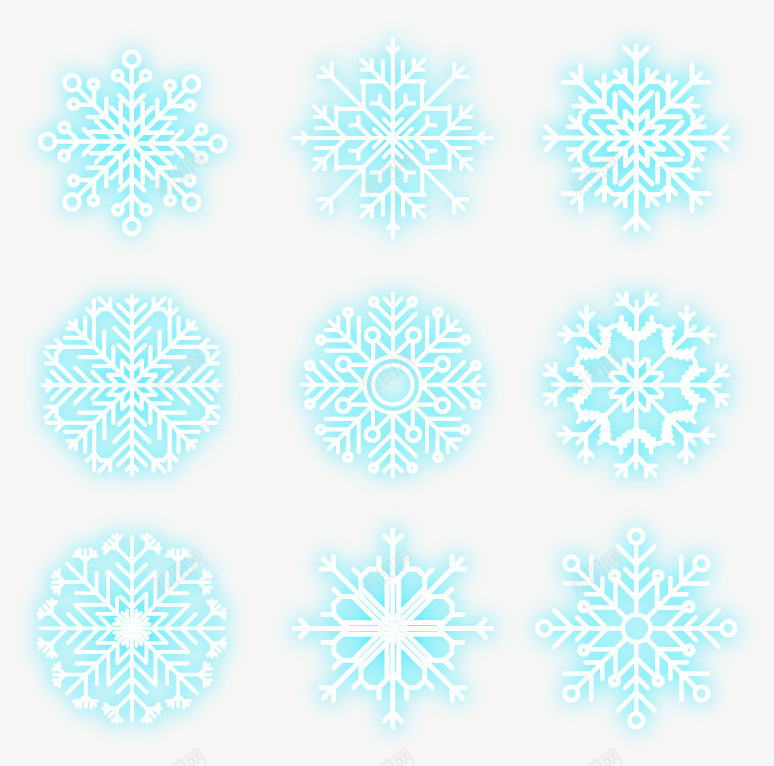 发光的雪花png免抠素材_88icon https://88icon.com 免扣png 免费png 免费png素材 冬天的雪花 白色雪花 蓝色光效