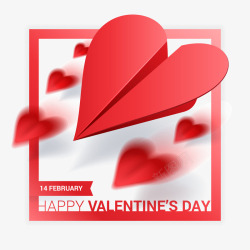 valentine红色情人节折纸爱心飞机矢量图高清图片