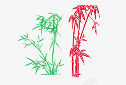 红色绿色的简易竹子素材