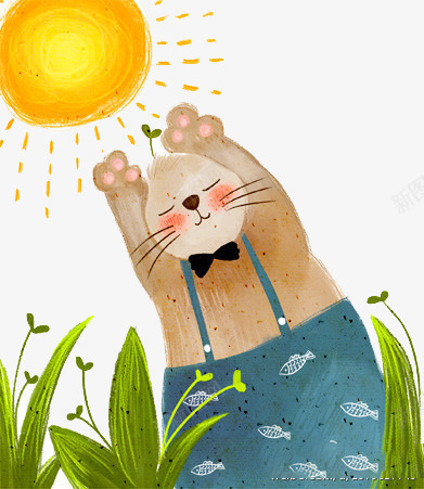 太阳下的小猫png免抠素材_88icon https://88icon.com 儿童 儿童插画 卡通 卡通人物 卡通动物 太阳 小猫 插画 故事 梦幻 童话 童话森林