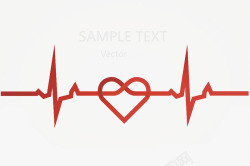 心形符号红色线条爱情心电图高清图片