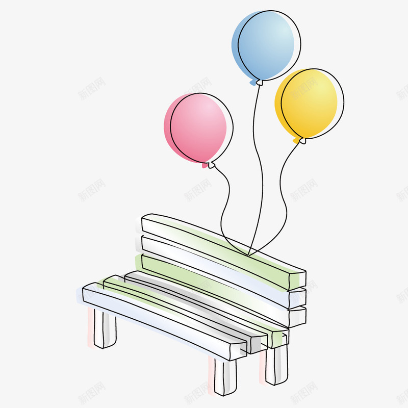 椅子上的气球png免抠素材_88icon https://88icon.com 卡通 拟物化 插画 椅子 气球