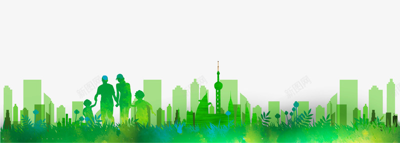 绿色创意城市环保插画png免抠素材_88icon https://88icon.com 保护环境 公益广告 创意设计 城市 海报 环保 绿色
