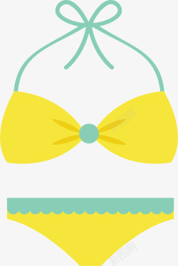 黄色夏日度假泳衣矢量图素材