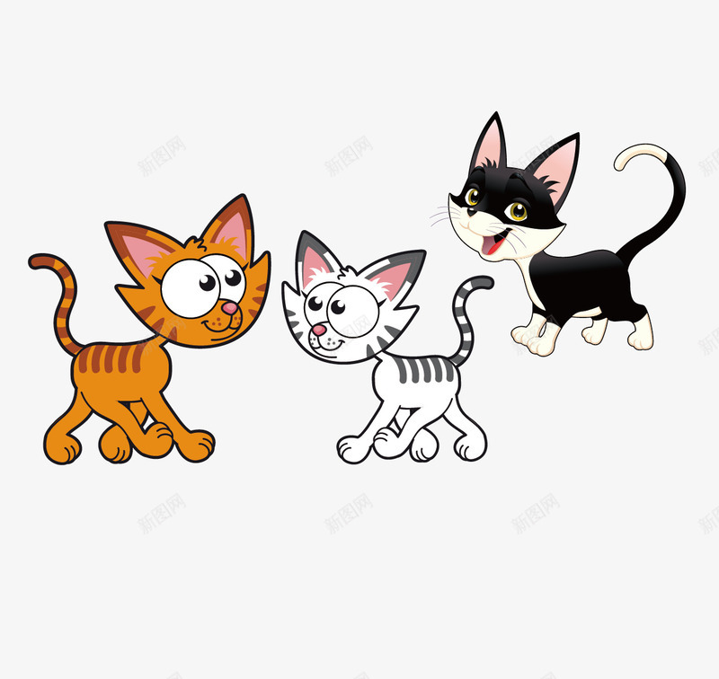 三个颜色不同的小猫咪矢量图ai免抠素材_88icon https://88icon.com 小猫咪 白色的猫 黄色的猫 黑色的猫 矢量图