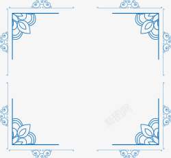 蓝色欧式花纹边框素材