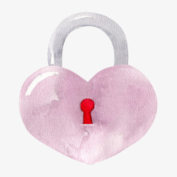 情人节粉色心锁卡片装饰素材
