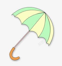 绿色卡通雨伞装饰图案素材