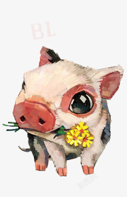 吹泡泡的粉色猪送花的猪高清图片