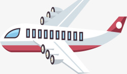 红白色旅游季飞机矢量图素材