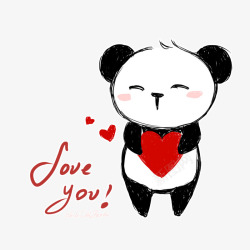 情人节熊猫素材浪漫情人节卡通手绘熊猫高清图片