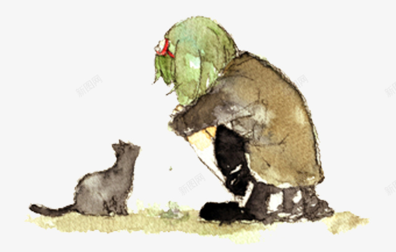 与小猫聊天的女孩子png免抠素材_88icon https://88icon.com 卡通手绘 女孩子 小猫 聊天