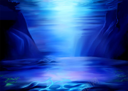 蓝色夜空下的河谷海报背景七夕情人节素材