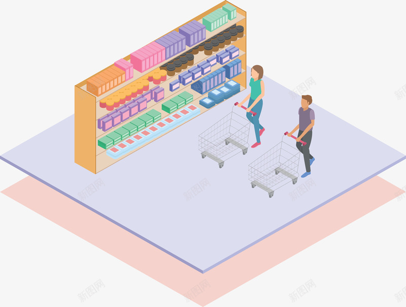 立体超市购物模型矢量图ai免抠素材_88icon https://88icon.com 矢量png 立体模型 购物 购物的人 超市 超市购物 矢量图