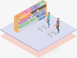立体超市购物模型矢量图素材