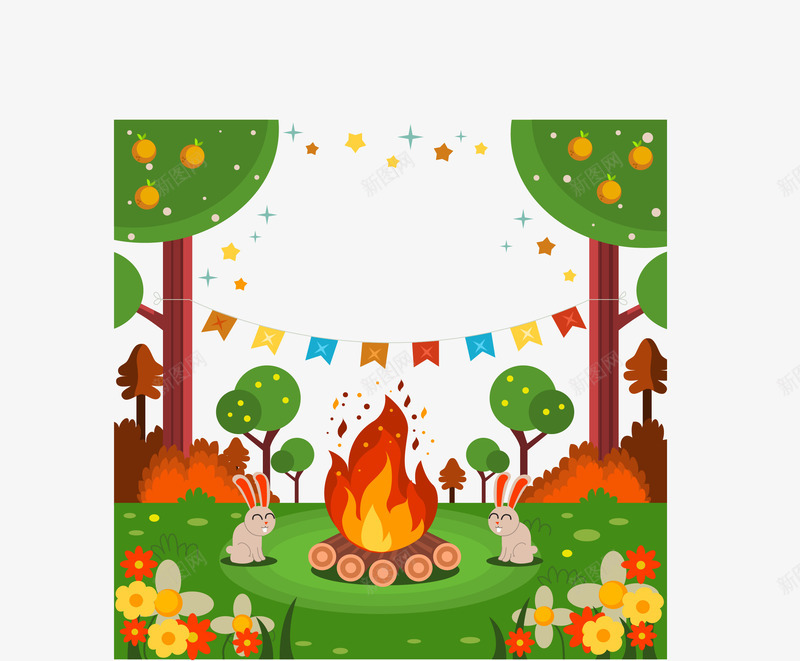 森林联欢会png免抠素材_88icon https://88icon.com 国际儿童节 生物多样性国际日 篝火晚会 联欢会