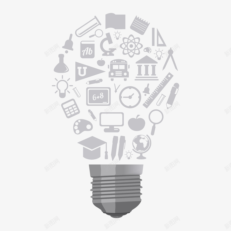 灯泡形状学术元素创意插画png免抠素材_88icon https://88icon.com idea 学校 教育 文科 灯泡 理科 美术