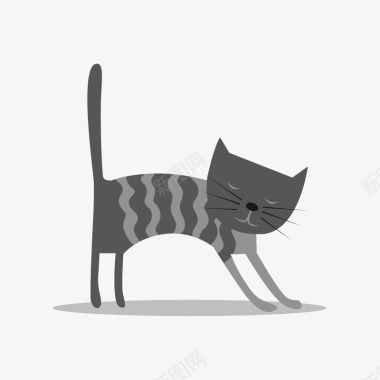 手绘素描动物卡通小猫矢量图图标图标