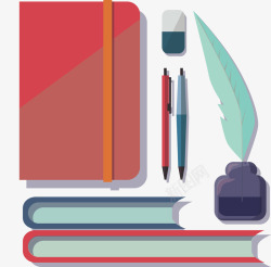 手绘书本和铅笔素材