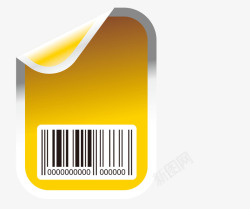 手绘条码卡通条码图案黄色标签高清图片