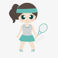 蓝色服装体育女生网球素材