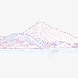 传统古建筑手绘日本富士山插画矢量图高清图片