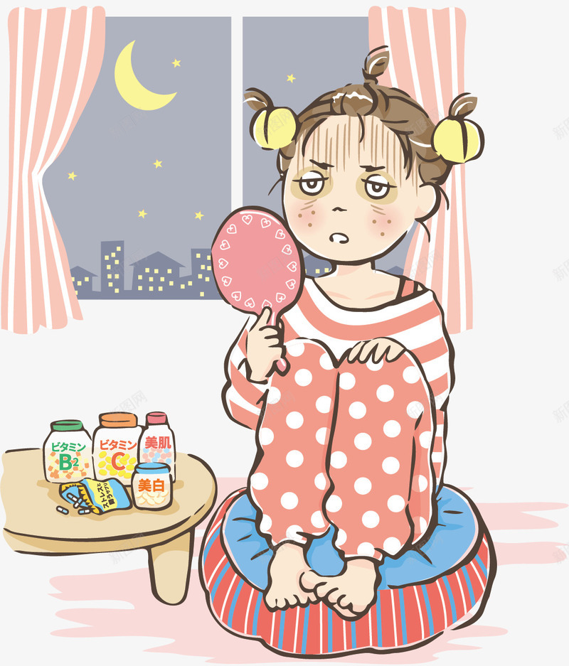 创意水彩熬夜女生装饰插画png免抠素材_88icon https://88icon.com 创意水彩卡通插画 卡通熬夜插画 插画 水彩熬夜插画 熬夜 熬夜不脱发 熬夜女孩 熬夜女生 熬夜工作 熬夜插画设计 黑眼圈