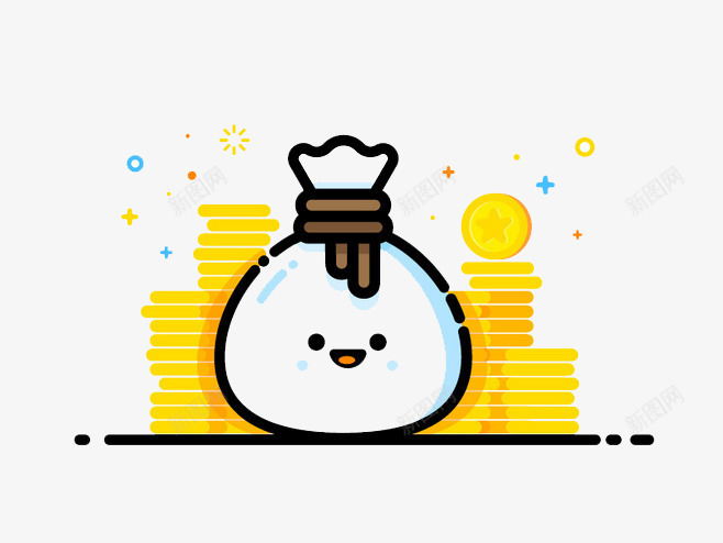 金币和钱袋png免抠素材_88icon https://88icon.com 卡通金币 引导页 插画 理财 白钱袋 财富 金袋子 钱袋模型