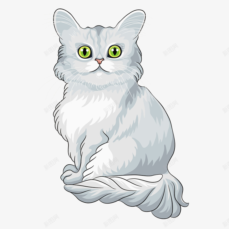 白色小猫矢量图ai免抠素材_88icon https://88icon.com 动物 小猫 白猫 矢量图