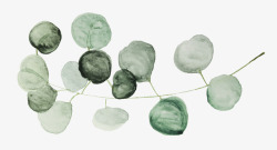海报装饰画手绘清新绿色圆叶子绿叶高清图片