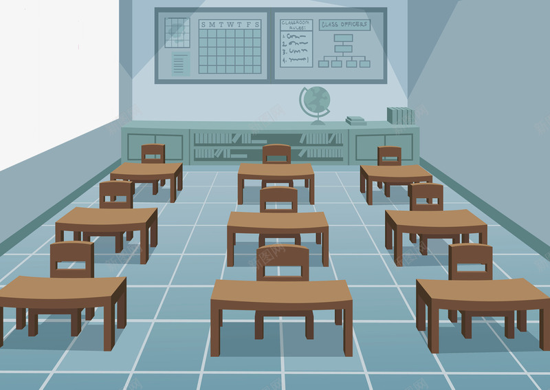 学校课室png免抠素材_88icon https://88icon.com 学校 室内 整齐排列 课室 课桌