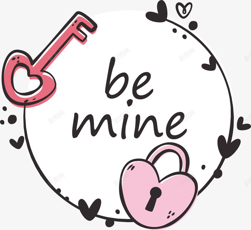 情人节可爱边框png免抠素材_88icon https://88icon.com 卡通手绘 心锁 情人节 标签 矢量图案 装饰 边框 钥匙
