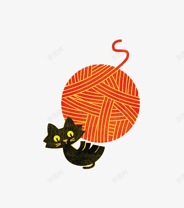 毛线和小猫插画png免抠素材_88icon https://88icon.com 创意 可爱 小猫 插画 毛线 猫 艺术