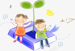 彩飞机儿童插画高清图片