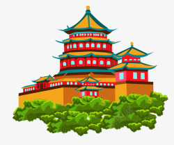 房屋场景卡通中国阁楼寺庙高清图片