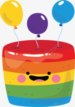 七色彩虹卡通蛋糕矢量图素材