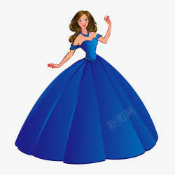 蓝色的公主裙矢量图素材