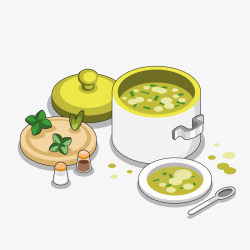 煲汤插画手绘美食煲汤高清图片