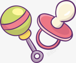彩色潜水艇玩具插画彩色奶嘴卡通可爱婴儿用品元高清图片