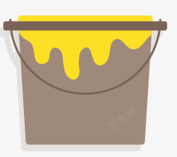 黄色扁平卡通手绘油漆桶素材
