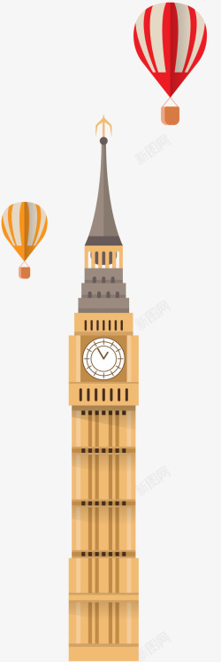 夏季旅行插画英国伦敦标志性建筑矢量图高清图片
