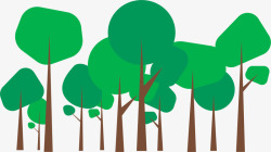 绿色卡通春季树林素材