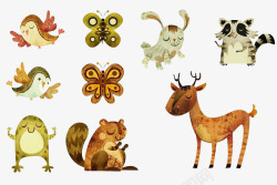 森林卡通小动物素材