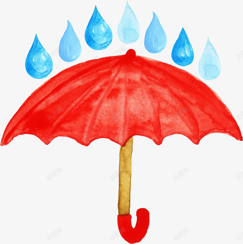 卡通手绘雨伞雨水png免抠素材_88icon https://88icon.com 动漫动画 卡通手绘 水彩 红色的 雨伞 雨水