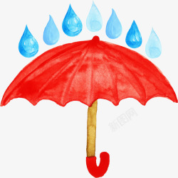 卡通手绘雨伞雨水素材
