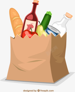 购物纸袋里的食物素材